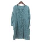 シュシュドママン chou chou de maman ワンピース ひざ丈 長袖 麻 リネン 青 ブルー /MN レディース