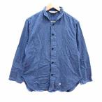  vi yonVillon'd салон одежда рубашка сумка имеется длинный рукав синий голубой /YK мужской 