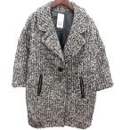  Nano Universe nano universe Пальто Честерфилд общий подкладка общий рисунок шерсть M чёрный черный слоновая кость /RT женский 