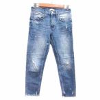  Zara u- man ZARA WOMAN Denim брюки джинсы повреждение обработка 34 XS синий голубой /YK женский 