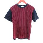 The магазин чай ke-THE SHOP TK вязаный cut and sewn вырез лодочкой переключатель полоса короткий рукав XL темно-синий темно-синий /AU мужской 