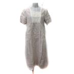 未使用品 サマンサモスモス SM2 ワンピース ロング スクエアネック レース 半袖 麻 リネン M ベージュ /YI レディース