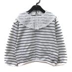 ショッピングセラフ セラフ SERAPH カットソー ボーダー 長袖 チュール 刺繍 110 白 ホワイト /YI ●RY キッズ