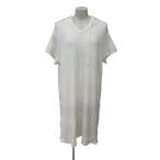 ジェラートピケ ルームウェア ワンピース ひざ丈 ボーダー フード 半袖 F 白 ホワイト ? ライトイエロー 緑 レディース