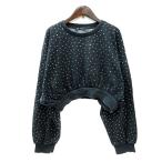ザラ ZARA トレーナー 長袖 ドルマンスリーブ ラインストーン 裏起毛 L ダークグレー /MN レディース