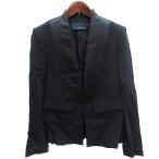ザラウーマン ZARA WOMAN STUDIO ノーカラージャケット 切替 総裏地 XS 黒 ブラック /AU レディース