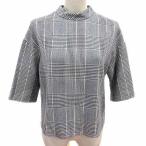 ショッピングzara ザラ ベーシック ZARA BASIC ブラウス グレンチェック 五分袖 XS グレー /YK レディース