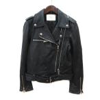 ザラウーマン ZARA WOMAN ライダースジャケット シープレザー 総裏地 M 黒 ブラック /MS レディース