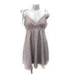 ヘザー Heather キャミワンピース ひざ丈 ギンガムチェック F 茶 ブラウン /YI レディース