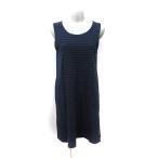 ショッピングprit プリット prit ワンピース ひざ丈 ボーダー ノースリーブ 0 XS 紺 ネイビー 黒 ブラック /YI レディース