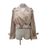 ザラ ZARA ジャケット ショート丈 総裏地 長袖 M ベージュ /MS レディース