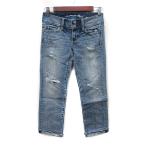 ショッピングアメリカンイーグル 未使用品 アメリカンイーグル AMERICAN EAGLE クロップドパンツ デニム ジーンズ ダメージ加工 00 紺 ネイビー /YI ●RY レディース