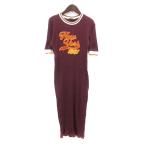 ショッピングzara ザラ ZARA ワンピース ひざ丈 刺繍 五分袖 リブ M 赤紫 ボルドー /MN レディース