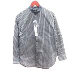 未使用品 ユニクロ UNIQLO +J シャツ スタンドカラー オーバーサイズ ストライプ 長袖 S 青 ブルー /AU メンズ