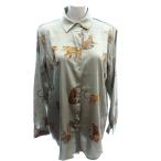 ショッピングzara ザラ ZARA シャツ ブラウス ステンカラー オーバーサイズ レオパード ヒョウ柄 長袖 M カーキ 緑 グリーン /AU レディース