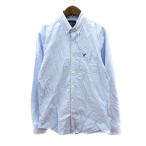 アメリカンイーグルアウトフィッターズ AMERICAN EAGLE OUTFITTERS シャツ ボタンダウン ロゴ刺繍 長袖 S 水色 ライトブルー メンズ