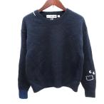 ユニクロ UNIQLO アニヤハインドマーチ ANYA HINDMARCH ニット セーター クルーネック 刺繍 ウール 長袖 M 紺 ネイビー /AU レディース