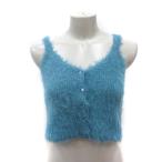 свободный z mart Free's Mart вязаный топ короткий мохнатый задний лента F синий голубой /MS женский 