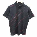  Under Armor UNDER ARMOUR спорт одежда рубашка-поло cut and sewn кнопка down наклонный полоса короткий рукав MD чёрный /YK мужской 