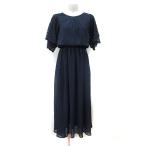 未使用品 レースレディース LACE LADIES ワンピース ロング シフォン 切替 レース 半袖 S 紺 ネイビー /YI レディース
