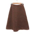 スローブ イエナ SLOBE IENA  フレアスカート ロング ウール チェック 38 茶 ブラウン ベージュ 紺 ネイビー /MS レディース