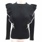 ロペピクニック ROPE Picnic ニット カットソー フリル 長袖 38 黒 ブラック /YK レディース