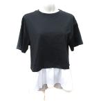 未使用品 グローバルワーク GLOBAL WORK Tシャツ カットソー ドッキング 半袖 M 黒 ブラック /YI レディース