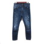  The лама nZARA MAN обтягивающий брюки Denim повреждение обработка темно-синий темно-синий /YI мужской 