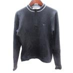  Nike Golf NIKE GOLF Golf одежда вязаный cut and sewn тянуть over половина Zip линия вышивка длинный рукав M чёрный черный /AU женский 