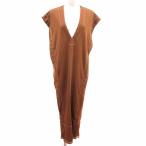 rofloaf One-piece длинный V шея French рукав ONE чай Brown /YK женский 