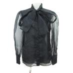 ショッピングzara ザラ ZARA シャツ ブラウス シアー チュール 長袖 ボウタイ リボン 黒 ブラック /YI レディース