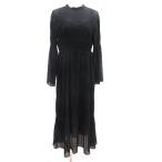 Kei Be efKBF Urban Research One-piece maxi длинный плиссировать лента длинный рукав ONE чёрный черный /AU женский 
