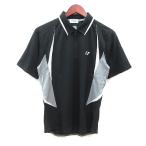  Yonex YONEX рубашка-поло половина Zip короткий рукав S чёрный черный белый белый серый /MS мужской 