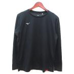 Mizuno MIZUNO спорт одежда cut and sewn вырез лодочкой one отметка длинный рукав L чёрный черный белый белый /MS мужской 