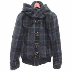 メンズビギ MEN'S BIGI ダッフルコート ジップアップ 総裏地 フード チェック ウール 03 L 黒 ブラック 紫 パープル /YK メンズ
