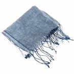 не использовался товар свечение bar Work GLOBAL WORK палантин muffler бахрома лен linen темно-синий темно-синий белый белый /YK женский 