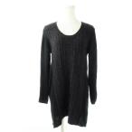 karumCalme One-piece вязаный Mini длинный рукав шерсть переключатель задний кнопка кабель плетеный 38 чёрный черный /CK4 женский 