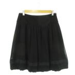 アンテプリマ ANTEPRIMA スカート バルーン フレア ひざ丈 ワンポイント モヘヤ ライン 38 黒 ブラック /AH20 レディース