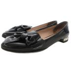 ショッピングMIUMIU ミュウミュウ miumiu リボンパンプス ローファー スリッポン ラインストーンヒール ラウンドトゥ エナメル パテントレザー 36.5 黒