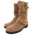 ジミーチュウ JIMMY CHOO エンジニアブーツ 毛皮 レザー スエード 37 茶 ブラウン /JS ■GY62 レディース