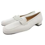 サルヴァトーレフェラガモ Salvatore Ferragamo ガンチーニローファー スリッポン スクエアトゥ 5 レザー 白 ホワイト /GV ■GY62