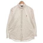 ラルフローレン RALPH LAUREN BDシャツ 161/2 白 ホワイト ストライプ柄 ボタンダウンカラー ポニー刺繍 USA製 長袖 /FF ■GY62 メンズ