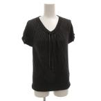 ドルチェ&ガッバーナ ドルガバ DOLCE&GABBANA ニット セーター カシミヤ シルク混 36 グレー Vネック 半袖 ギャザー /FF ■GY62