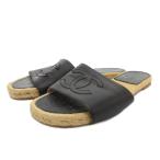 シャネル CHANEL エスパドリーユ サンダル ココマーク レザー バイカラー 39 ベージュ 黒 ブラック /FF ■GY62 レディース