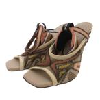 フェンディ FENDI サンダル ハイヒール ストラップ ロゴ 36.5 ベージュ /FF ■GY62 レディース