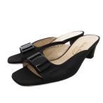 サルヴァトーレフェラガモ Salvatore Ferragamo サンダル プレート チャンキーヒール 7 黒 ブラック /FF ジャンク ■GY62 レディース