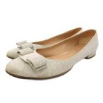 サルヴァトーレフェラガモ Salvatore Ferragamo ヴァラ リボン パンプス グリッター ラメ ラウンドトゥ 5.5 シルバーカラー /FF ■GY62 レ