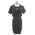 フェンディ FENDI ニットワンピース ラメ 半袖 ロング ゴムウエスト 40 青 ブルー /FF ■GY62 レディース