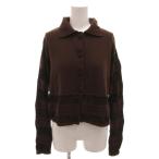 フェンディ FENDI カーディガン ニット 切替 ショート丈 44 茶 ブラウン /FF ■GY62 レディース