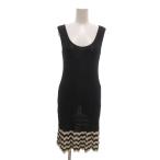 ショッピングフェンディ フェンディ FENDI イタリア製 ニットワンピース 40 ノースリーブ シェブロン ひざ丈 紺 ネイビー /NU ■GY62 レディース